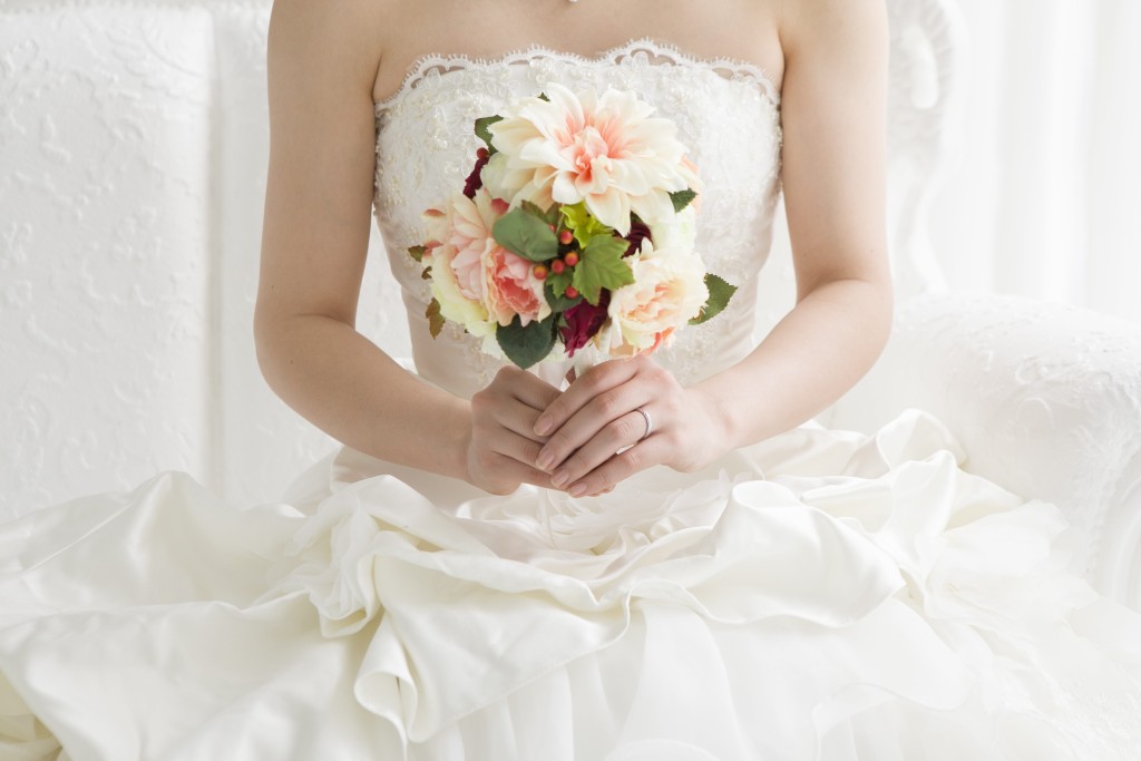 The bride who has a bouquet