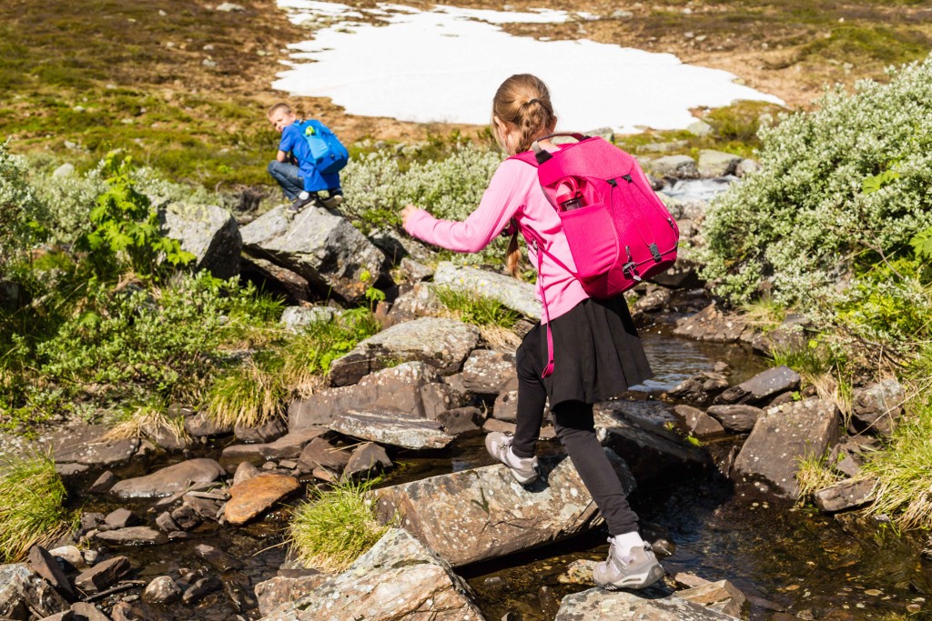 Children hiking in Norway